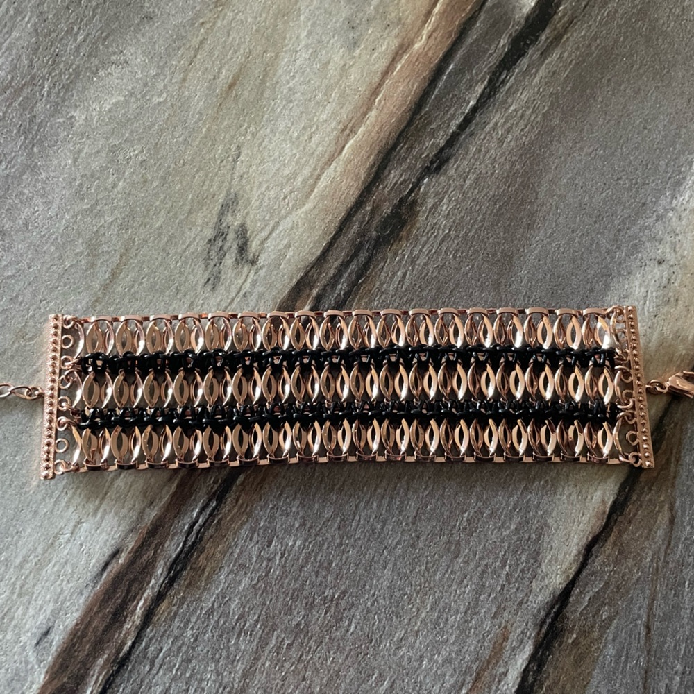 FAC - Rose gold and black faux leather bracelet